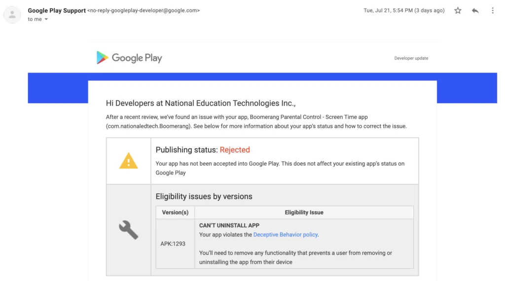 Is Google Evil? Our unjustified removal from Google Play - Boomerang ...