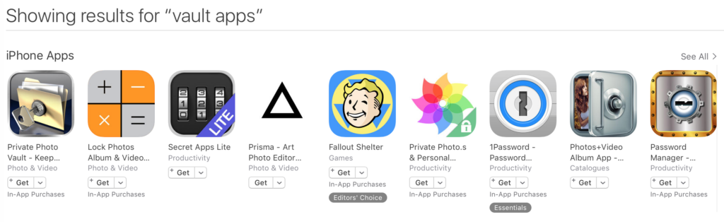 vaultapps in appstore