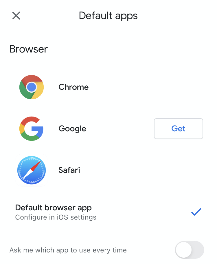 Gmail default apps