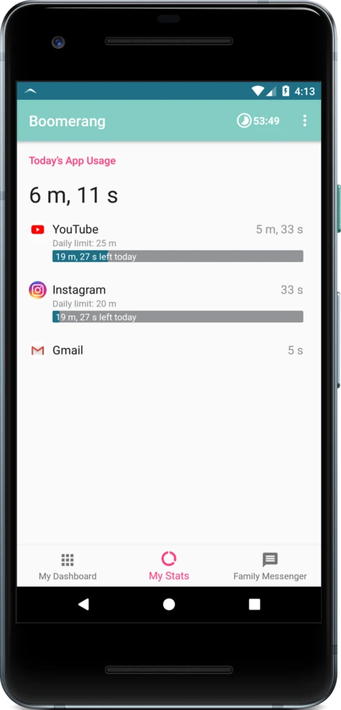 Boomerang now has Daily App Limits & Apple News (it's not great, sorry!) Child Mode My Stats